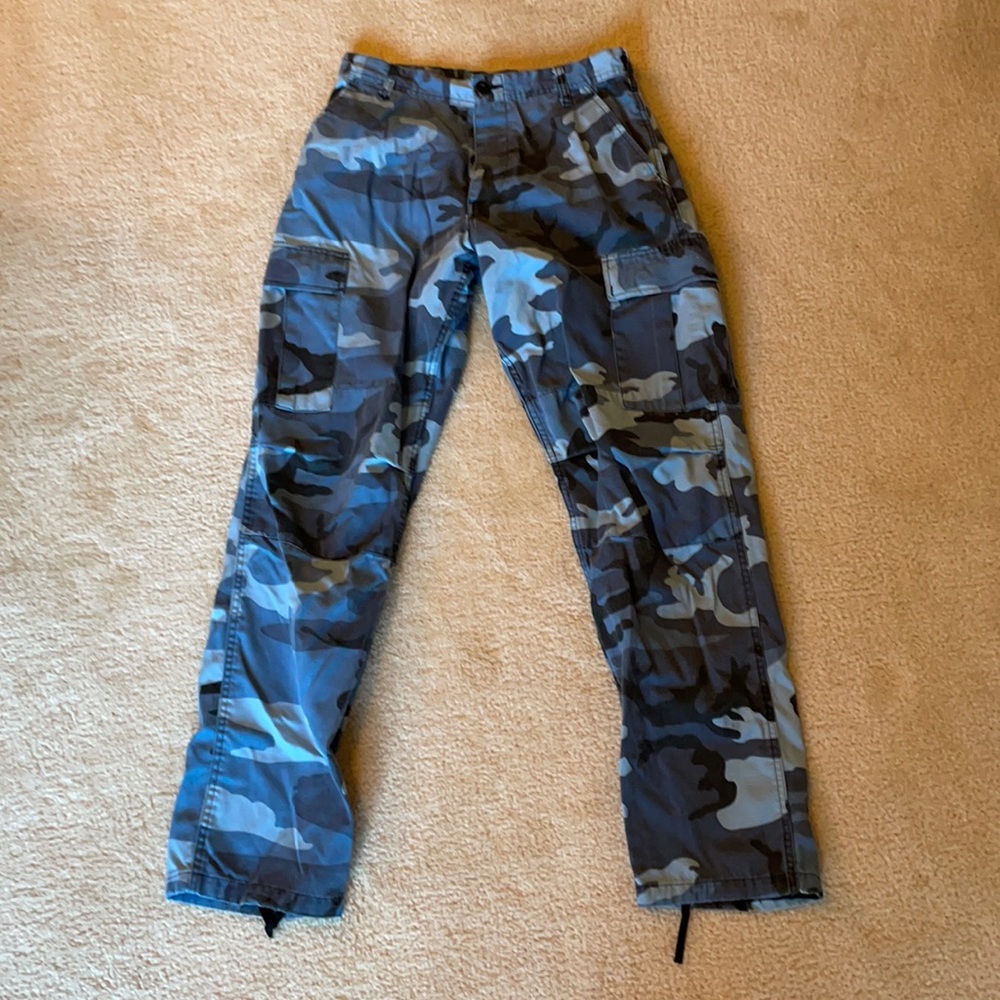 Blue camo cargo pants